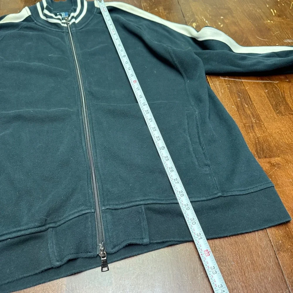 Vtg Polo Ralph Lauren Track Jacket Mens XXL Black White Stripe Full Zip Cotton